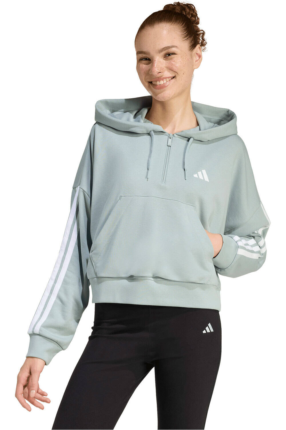 Essentials 3 stripes sudadera mujer Verde (L)