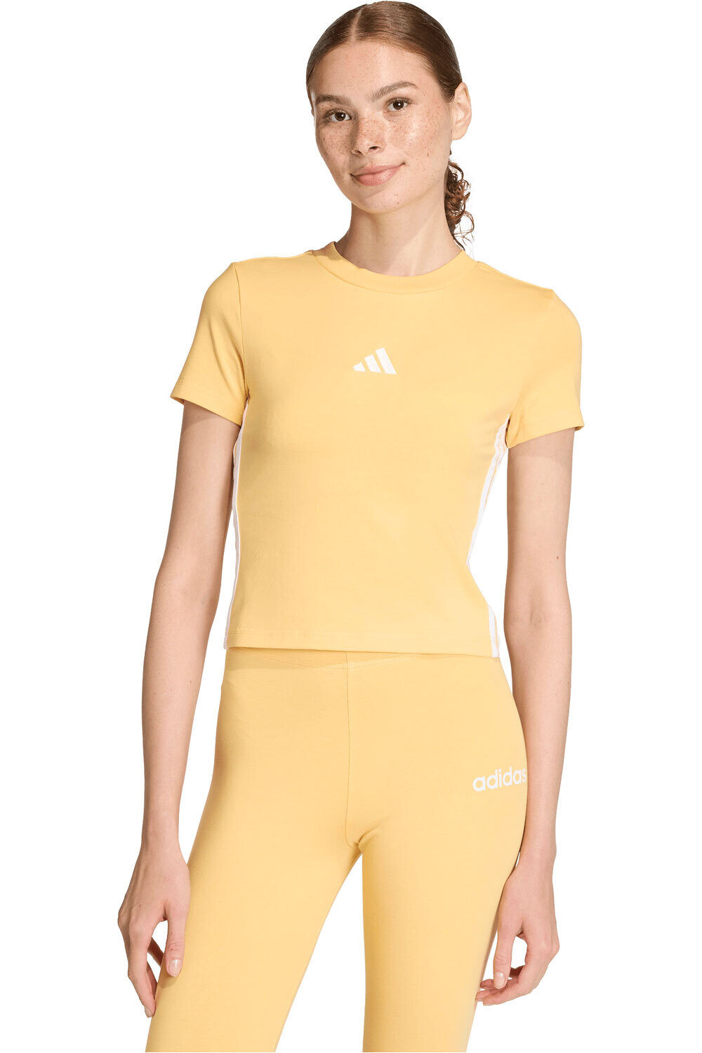Essentials 3 stripes camiseta manga corta mujer Naranja (XL)
