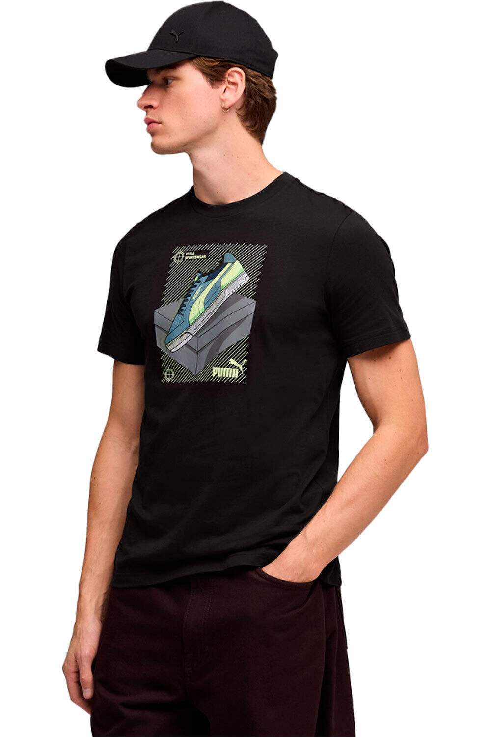 Graphic sneaker camiseta manga corta hombre Negro (XL)