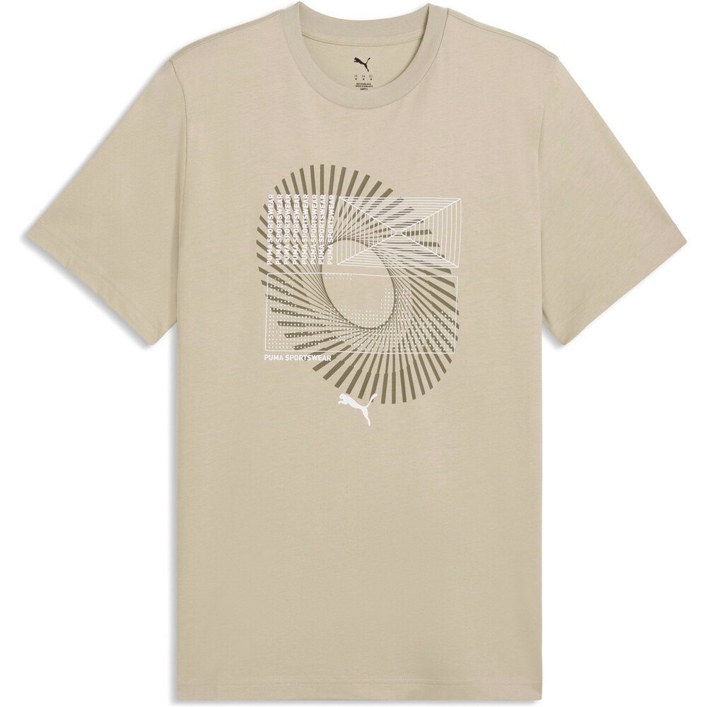 Graphic circular camiseta manga corta hombre Beige (XL)