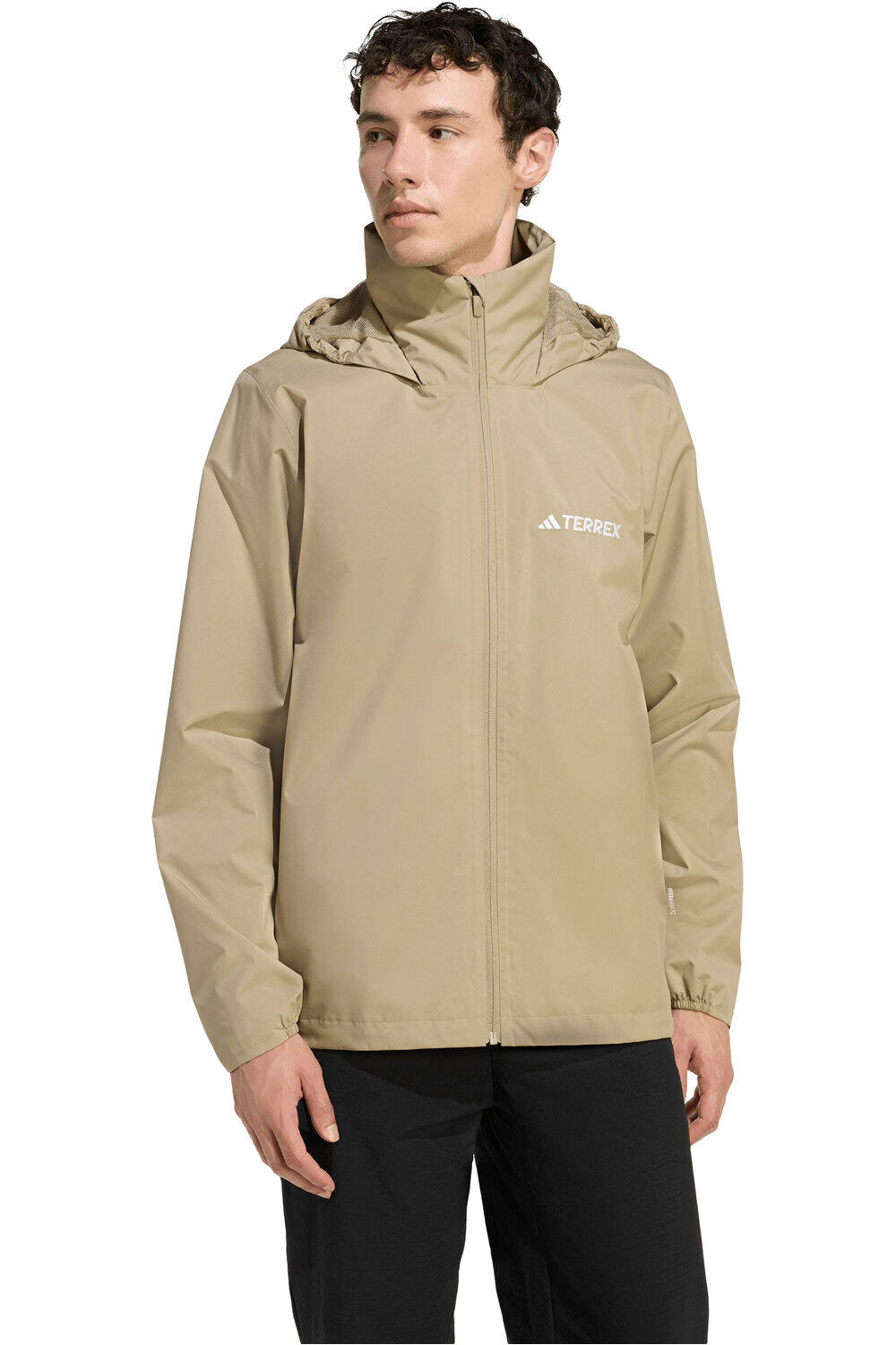 Terrex multi essentials 2 layer rain chaqueta impermeable hombre Gris (L)