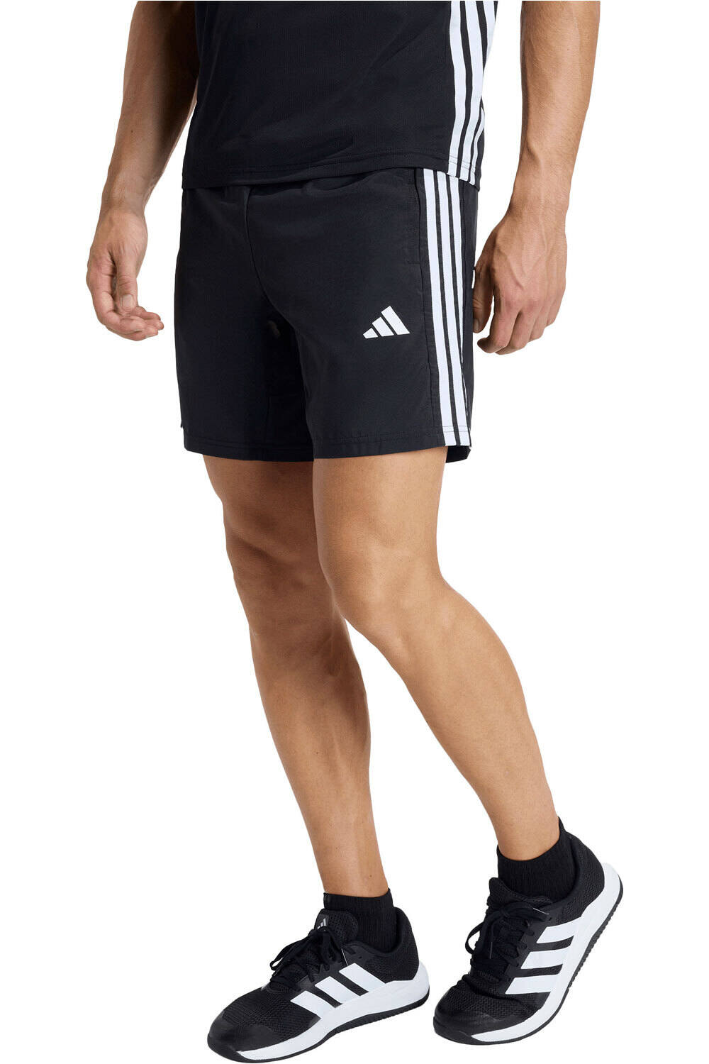 Adidas Hombre Negro Workout Essentials Base 3 Stripes Pantalón Corto Fitness Xl
