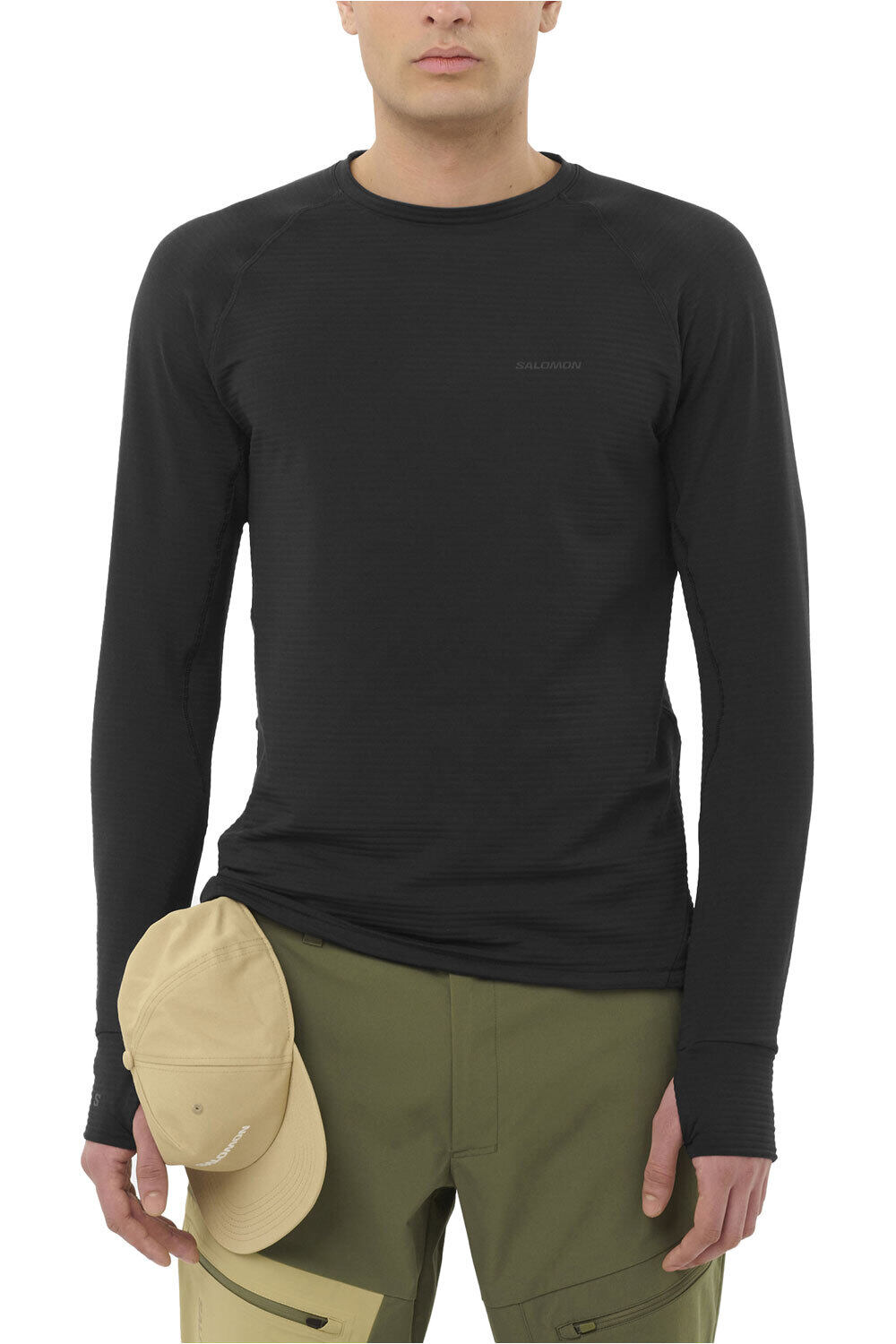 Sntial lightwarm cn camisetas trail running manga larga hombre Negro (M)