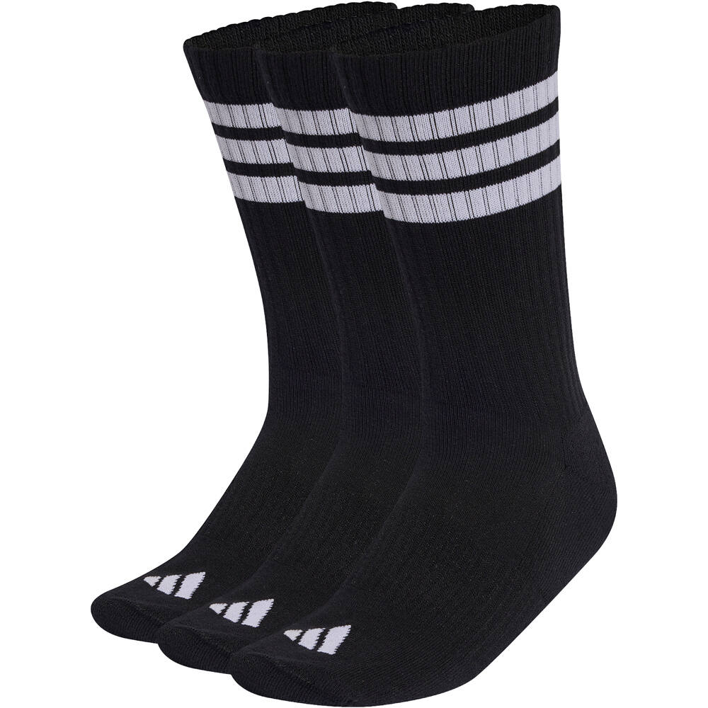Stripes cushioned sportswear crew socks 3 pair pack calcetines deportivos Negro (40-42)