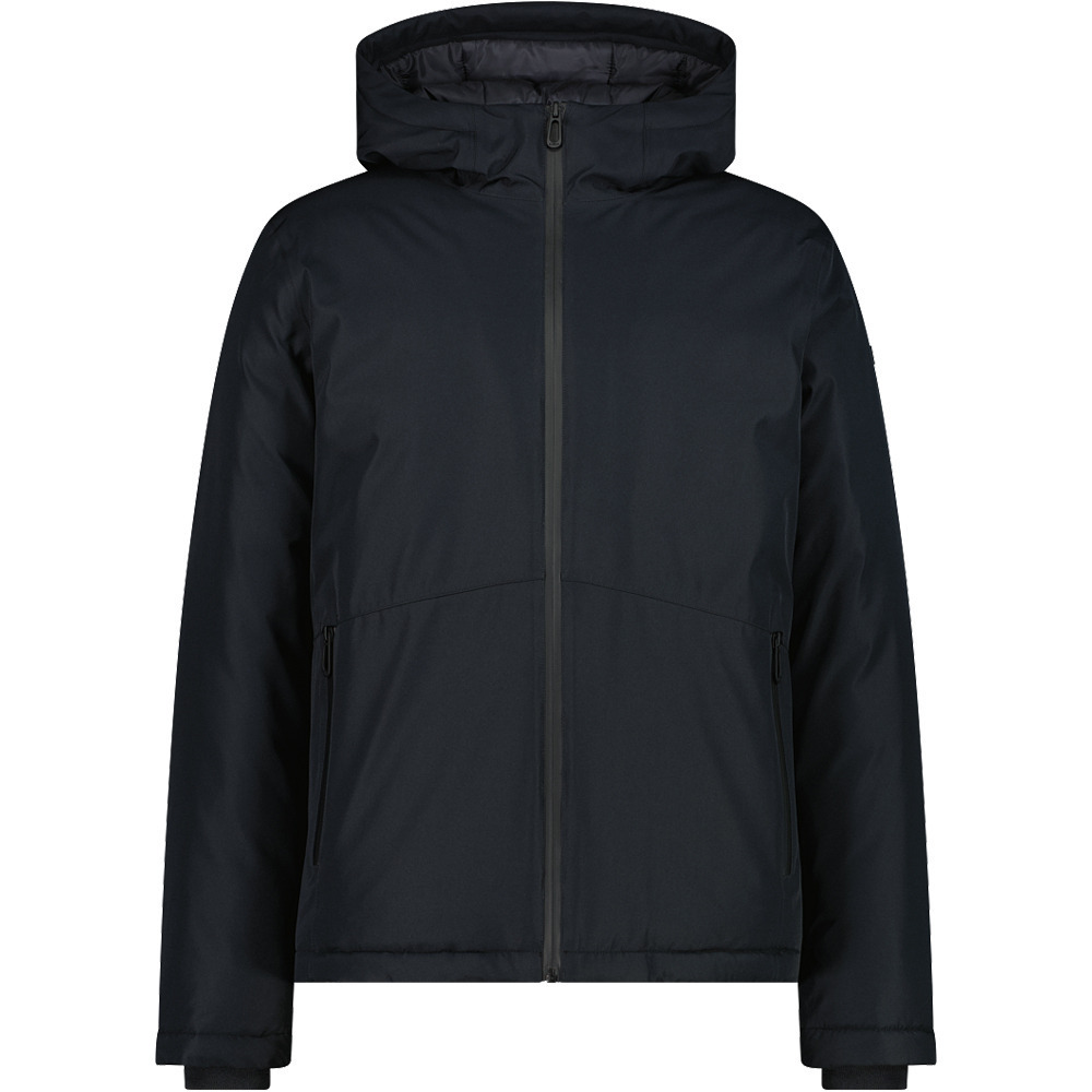 Man jacket fix hood chaqueta impermeable insulada hombre Negro (56)