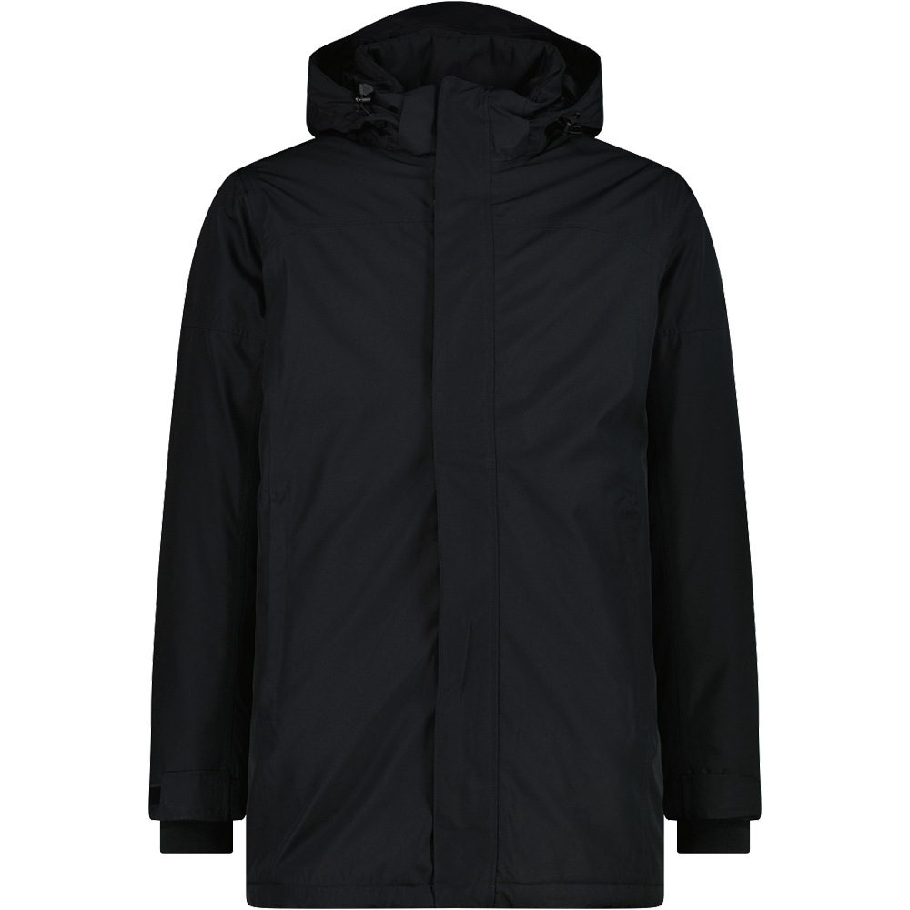 Man parka zip hood chaqueta impermeable insulada hombre Negro (48)