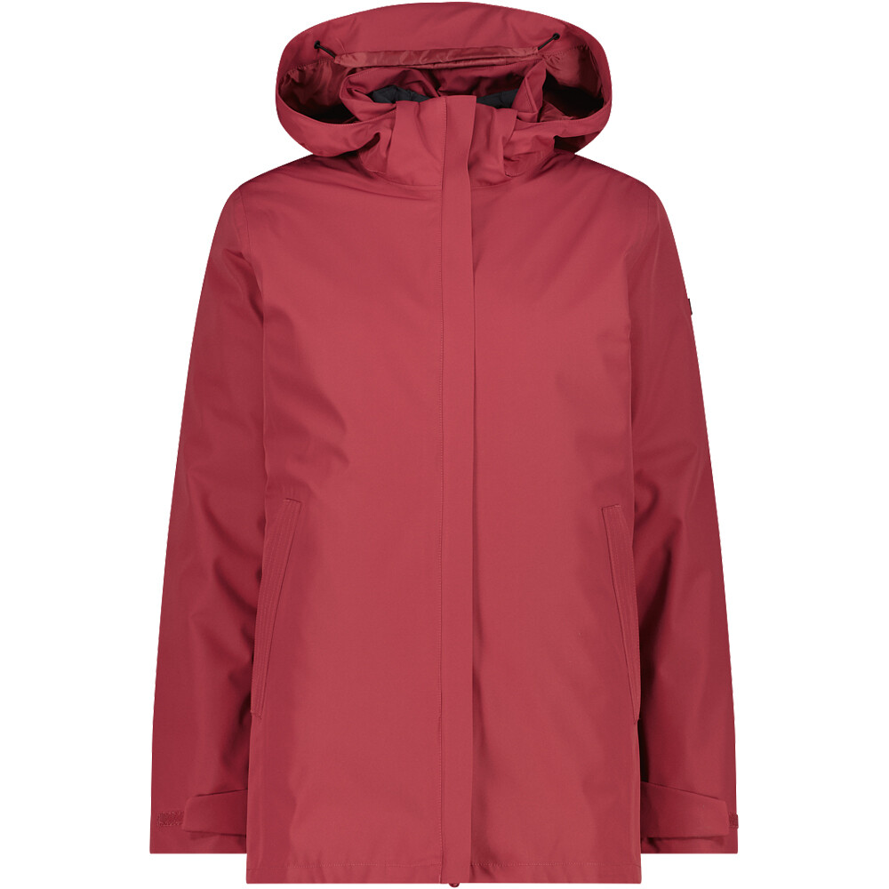 Woman long jacket zip hood detachable innjacket chaqueta outdoor mujer Rosa (40)