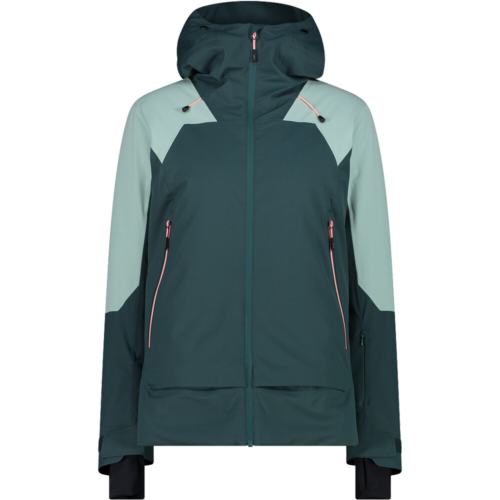 Woman jacket fix hood chaqueta impermeable mujer Verde (40)