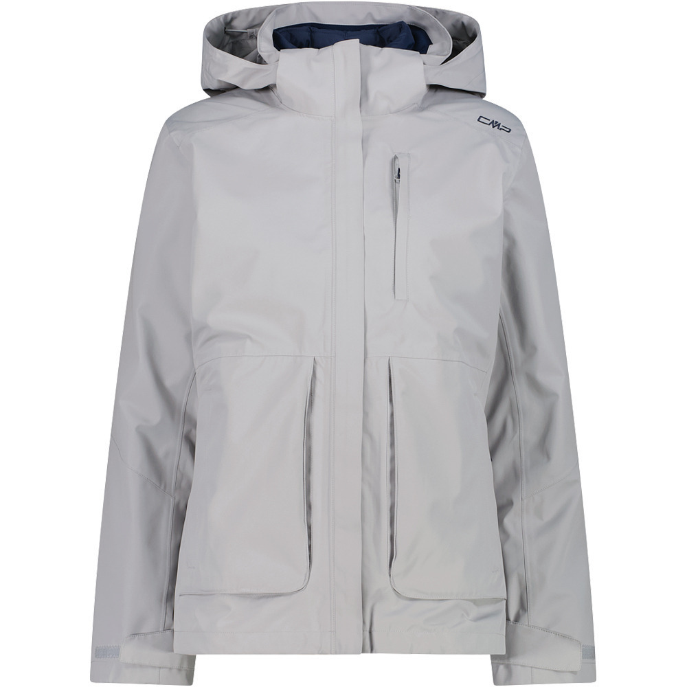 Woman jacket zip hood detachble innjacket chaqueta impermeable insulada mujer Gris (40)