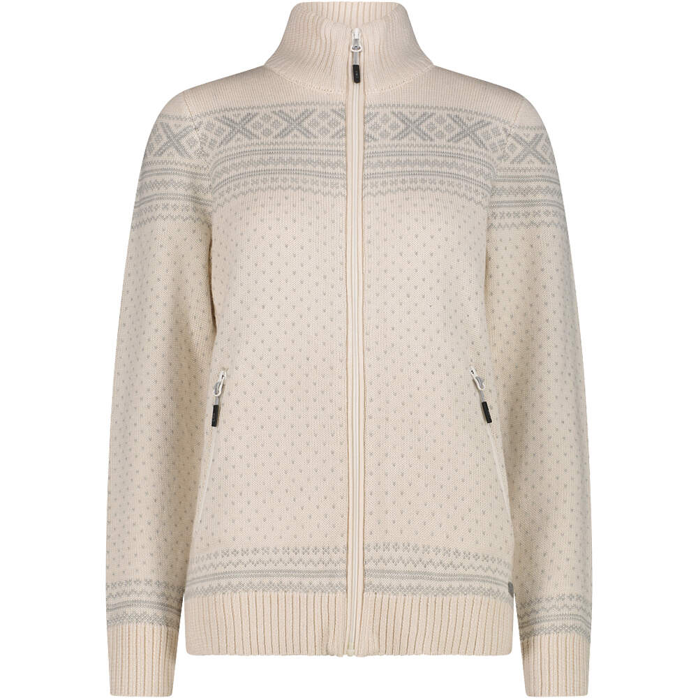 Woman jacket knitted jersey esquí mujer Blanco (38)