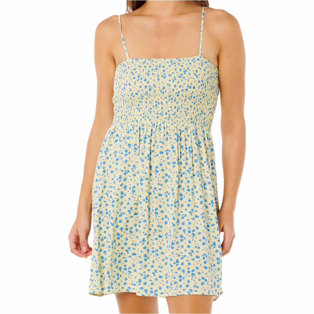 Surf side shirred vestidos mujer Verde (M)