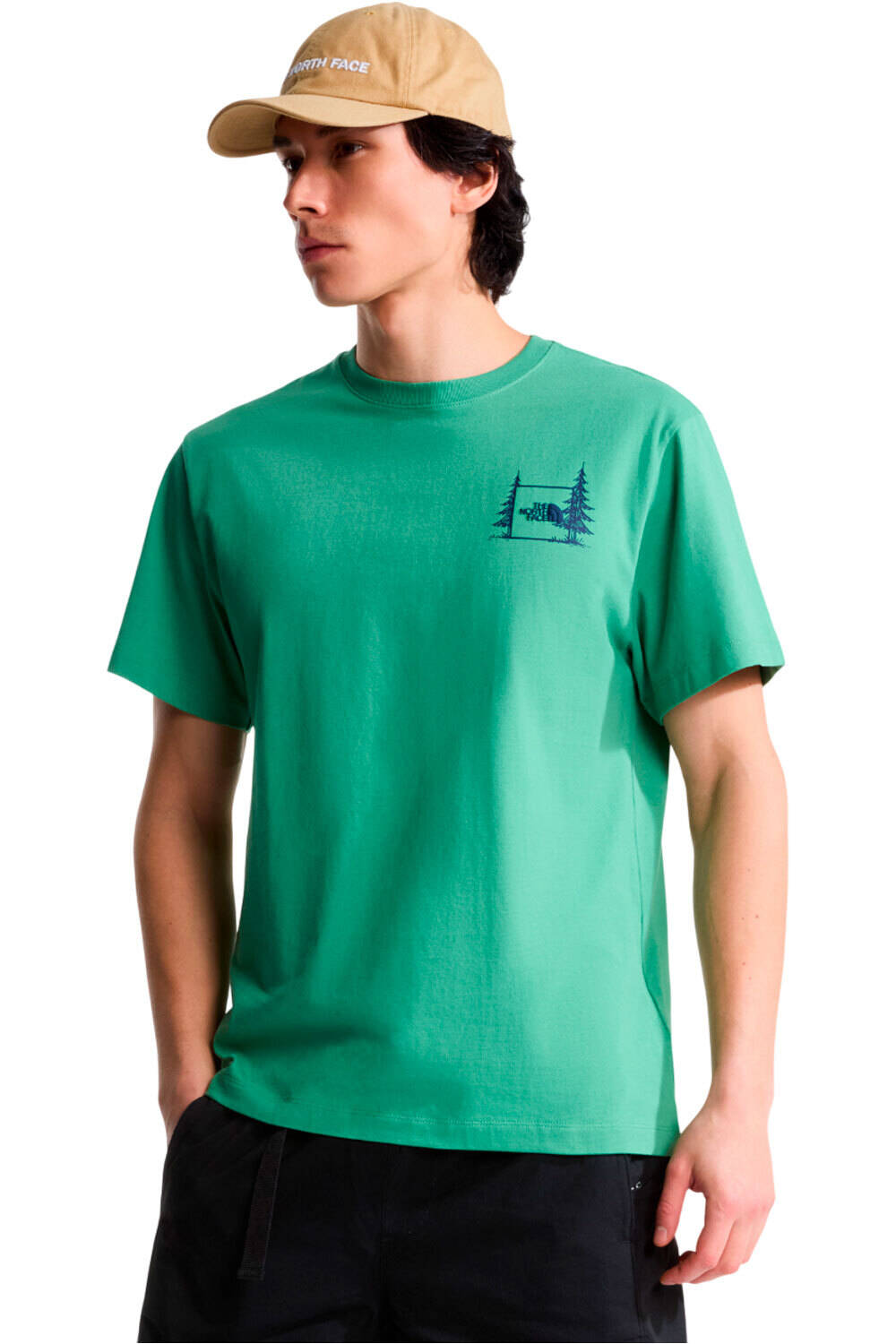 Camping relaxed camiseta montaña manga corta hombre Verde (L)
