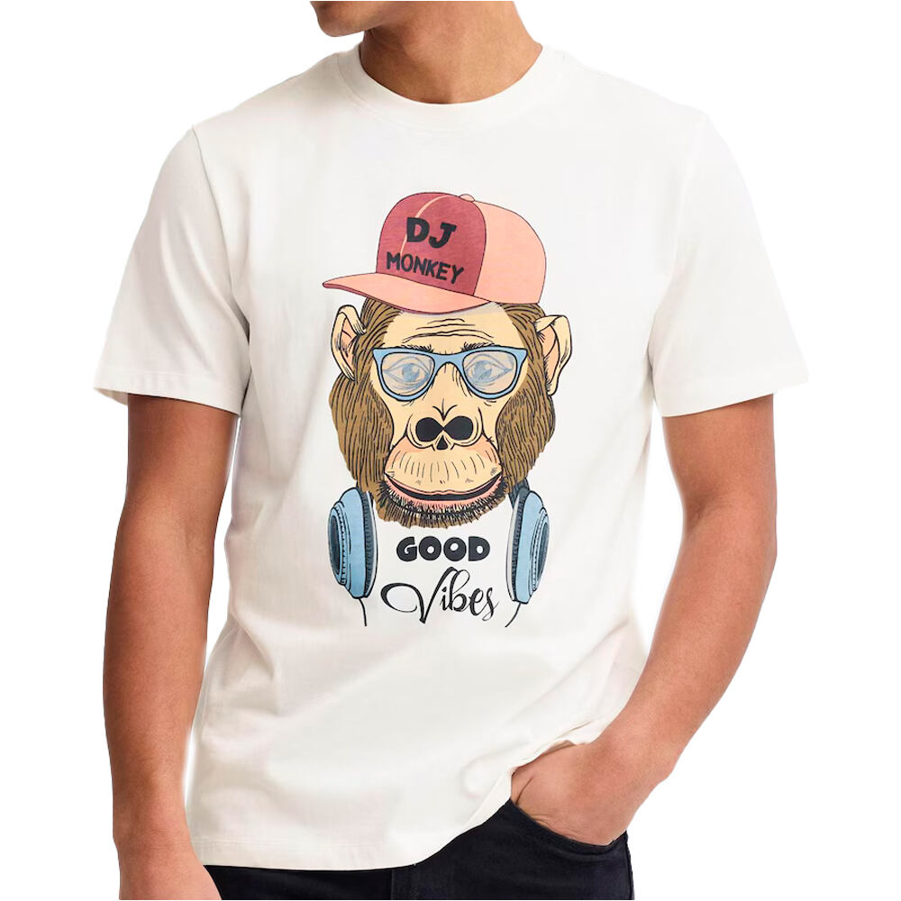 Kurt funny monkey graphic camiseta manga corta hombre Blanco (S)