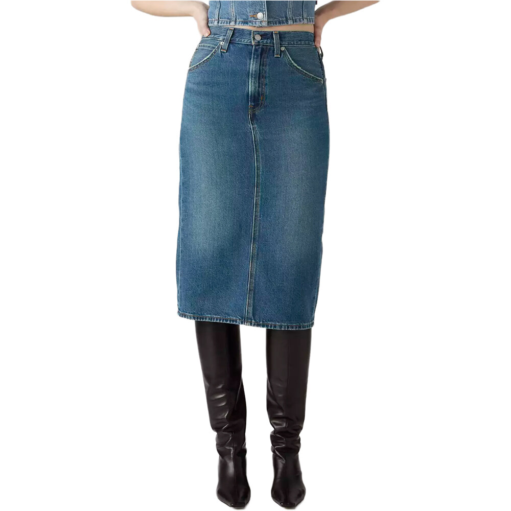 Levi'S hr back slit skirt med indigo - worn in faldas mujer