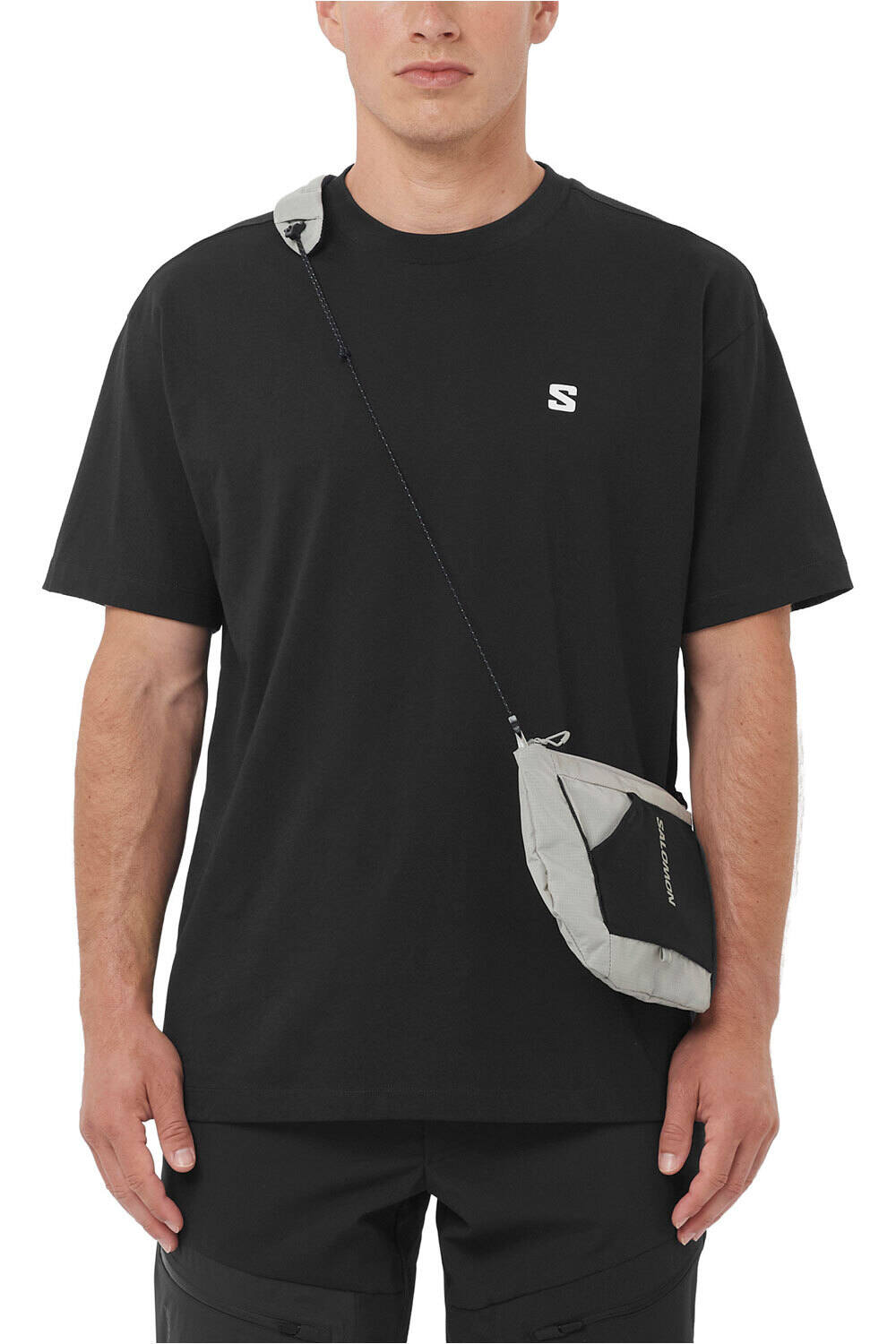 Round logo camiseta montaña manga corta hombre Negro