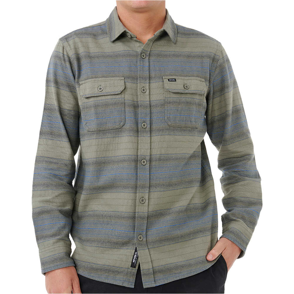Line up flannel camisa manga larga hombre Verde (XL)