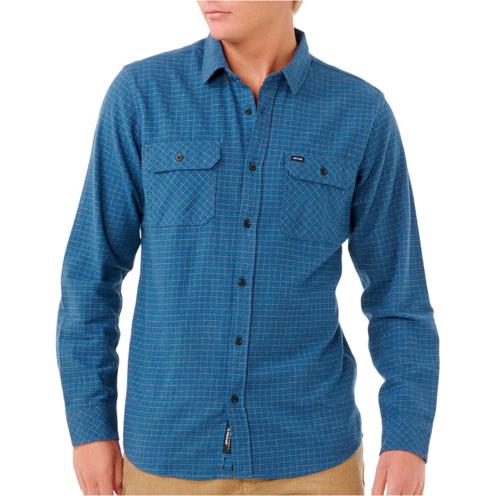 Classic surf checked in flanne camisa manga larga hombre Marino (S)