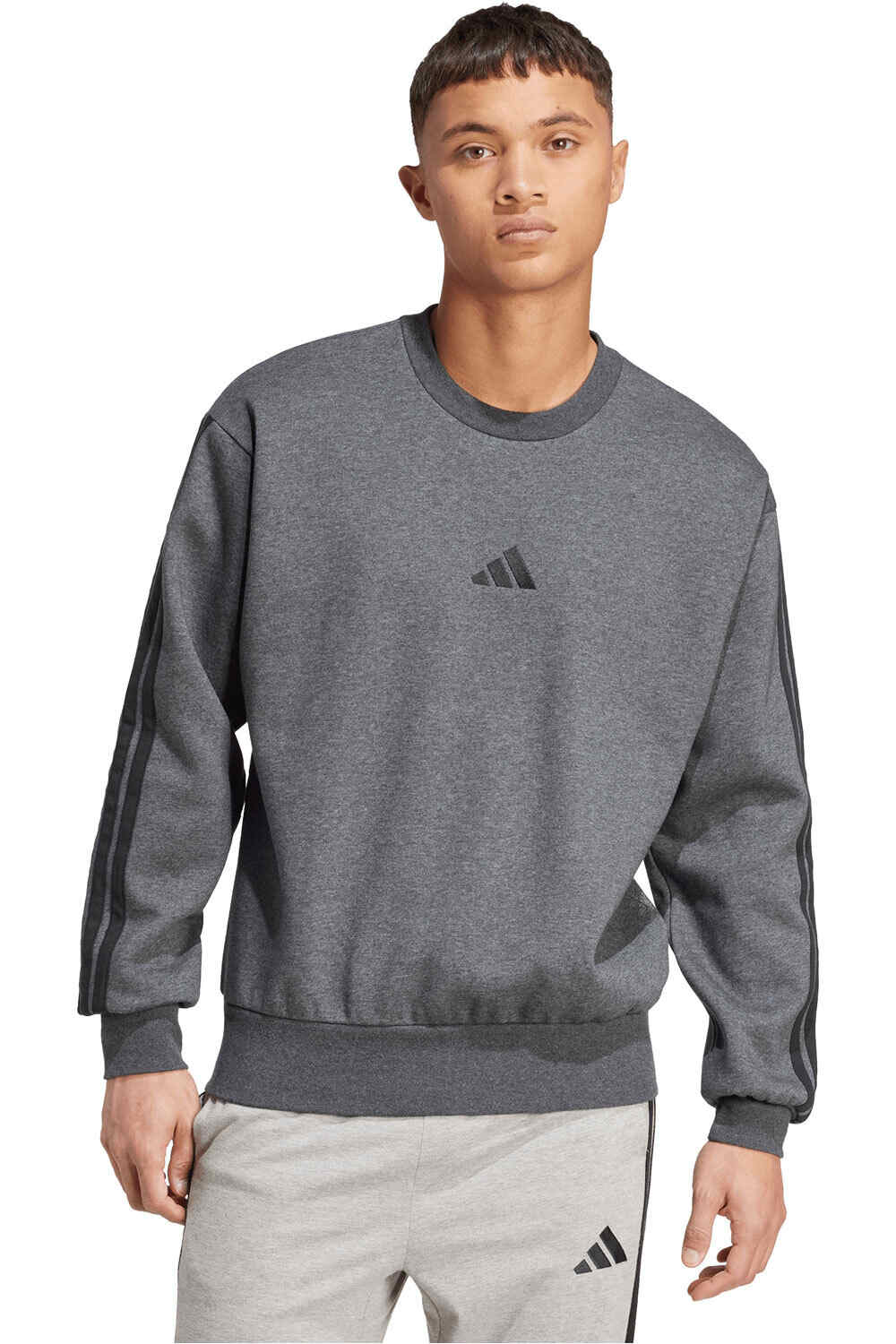 Essentials three stripes sudadera hombre Gris (XL)