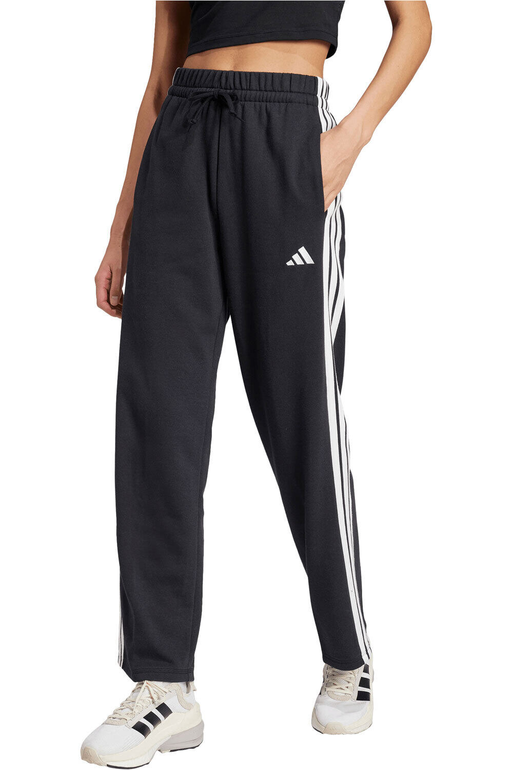 Adidas essentials 3-stripes open hem french terry pantalón mujer