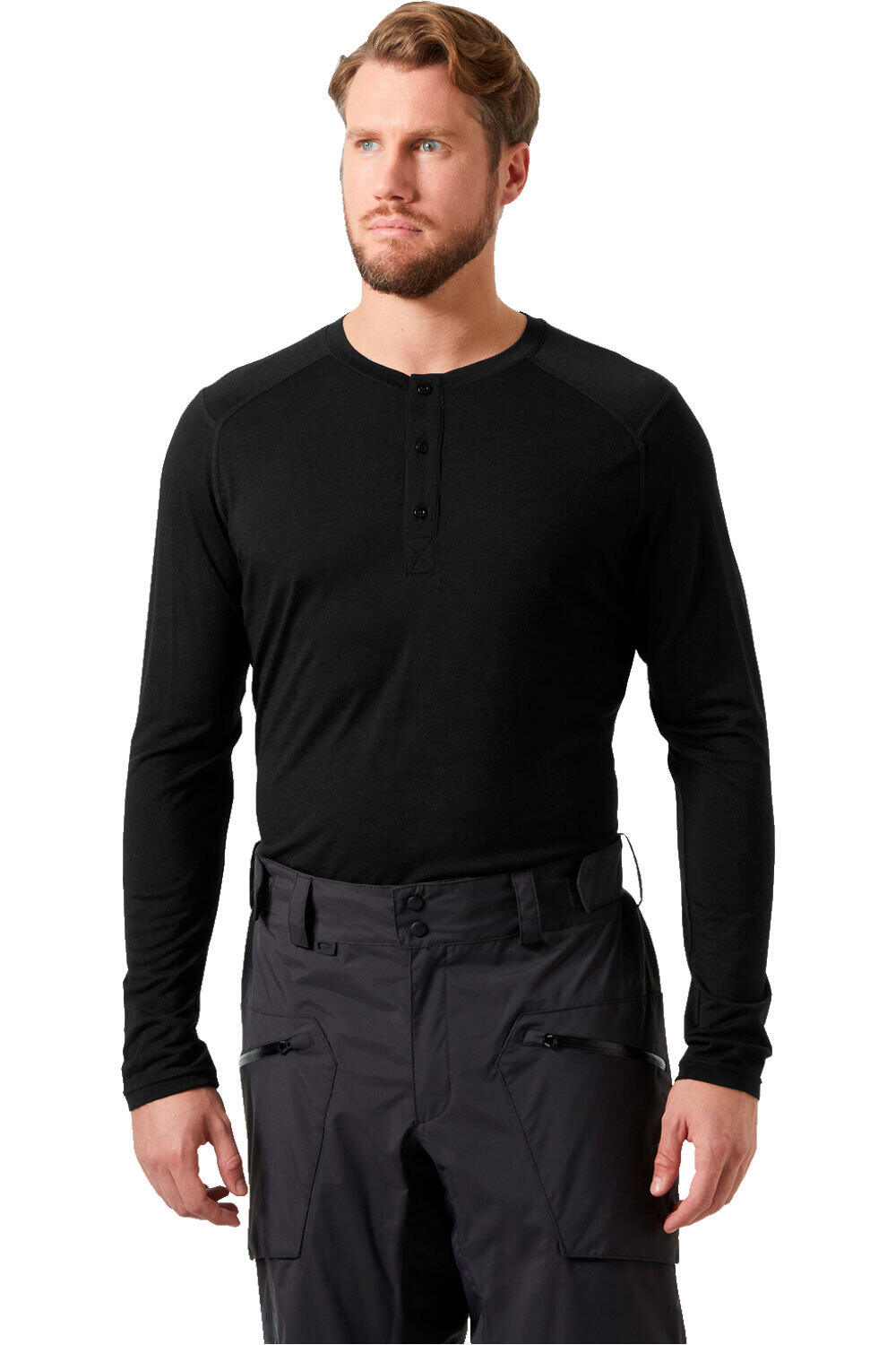 Durawool henley camiseta térmica manga larga hombre Negro (XXL)