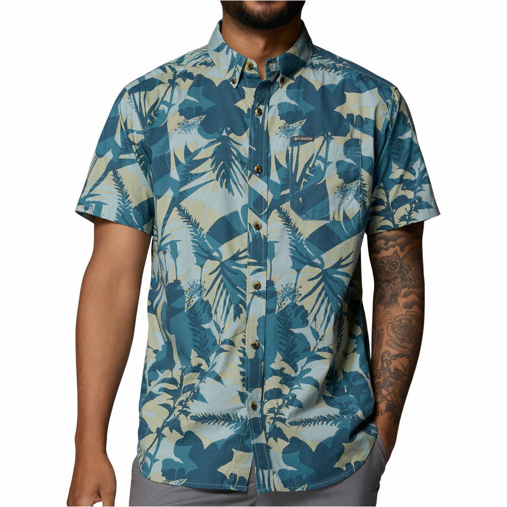 Rapid rivers camisa montaña manga corta hombre Marino