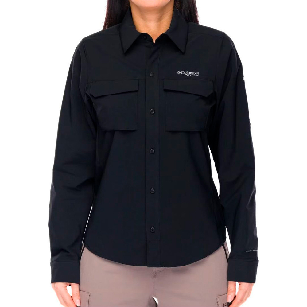 Silver ridge elite eu camisa montaña manga larga mujer Negro (L)