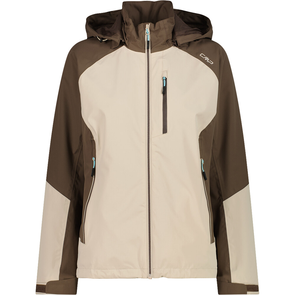 Woman jacket zip hood chaqueta impermeable mujer Beige (44)