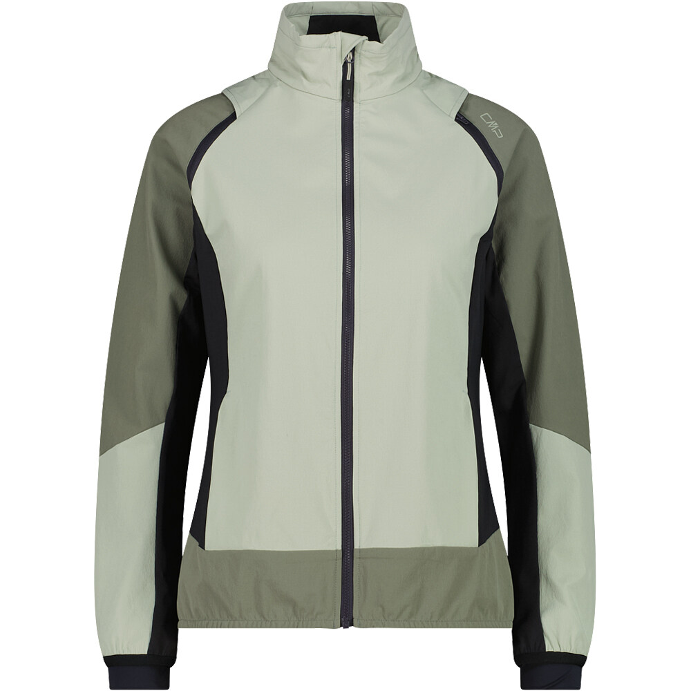 Woman jacket hybrid with detachable sleeves chaqueta softshell mujer Verde (46)