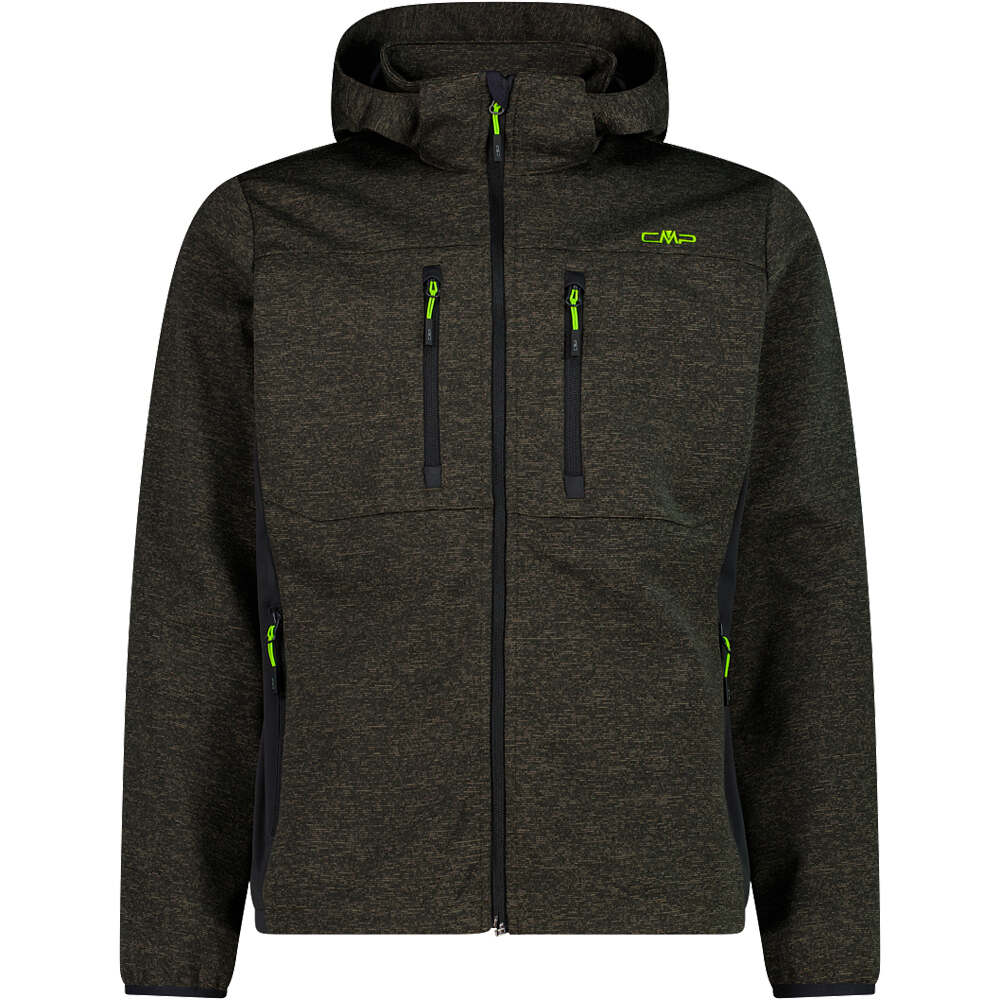 Cmp man jacket zip hood chaqueta softshell hombre · Verde