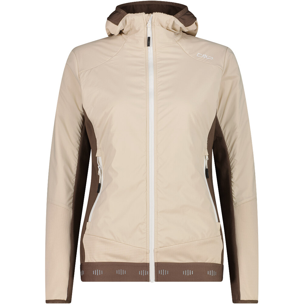 Woman jacket hybrid fix hood chaqueta softshell mujer Beige (36)