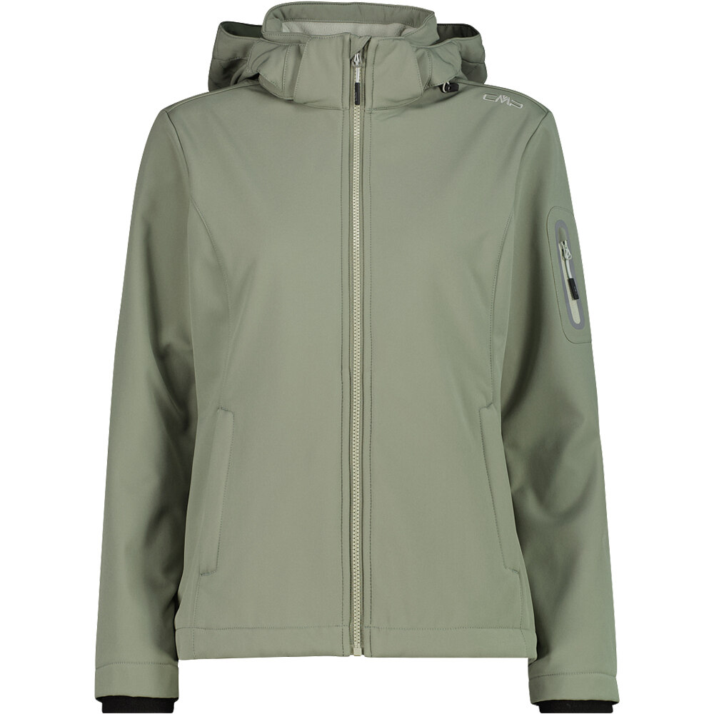 Woman jacket zip hood chaqueta softshell mujer Verde (42)