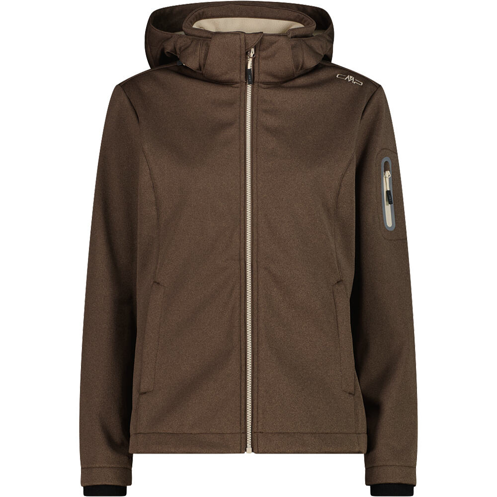 Woman jacket zip hood chaqueta softshell mujer Marron (46)