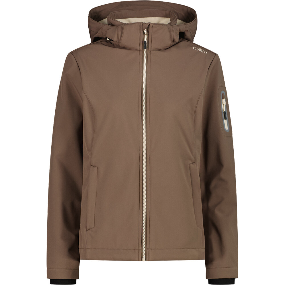 Woman jacket zip hood chaqueta softshell mujer Marron (42)
