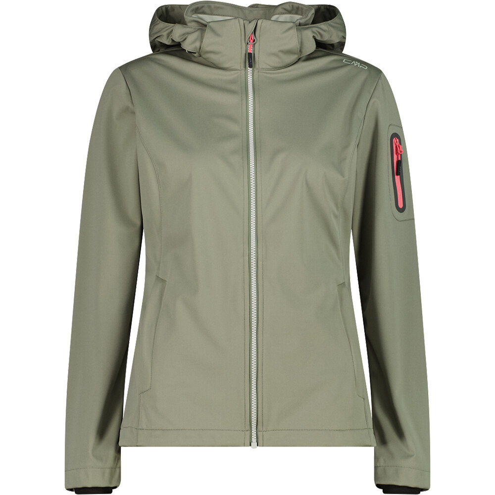 Woman jacket zip hood chaqueta softshell mujer Verde (36)