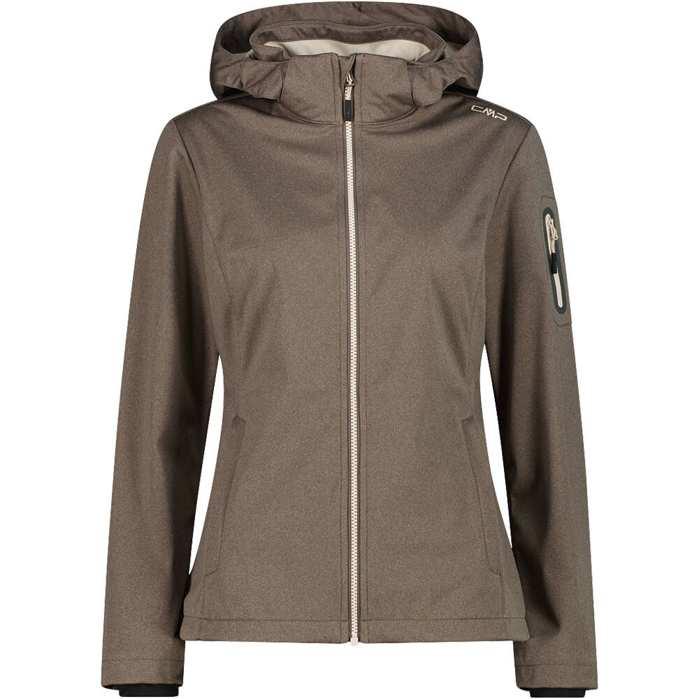 Woman jacket zip hood chaqueta softshell mujer Marron (46)