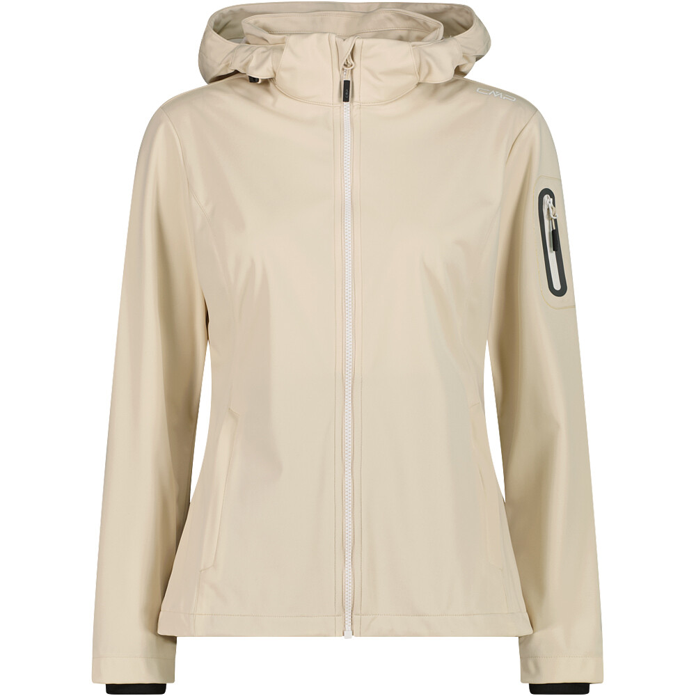 Woman jacket zip hood chaqueta softshell mujer Beige (48)
