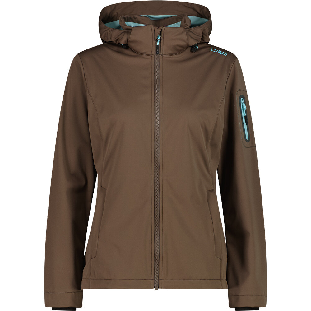 Woman jacket zip hood chaqueta softshell mujer Marron (40)