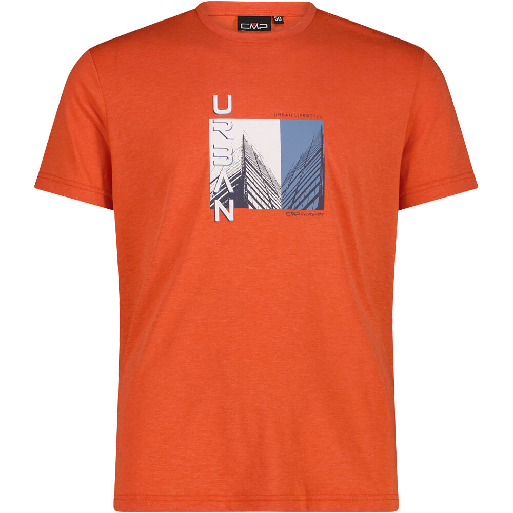 Man t-shirt camiseta montaña manga corta hombre Naranja (48)