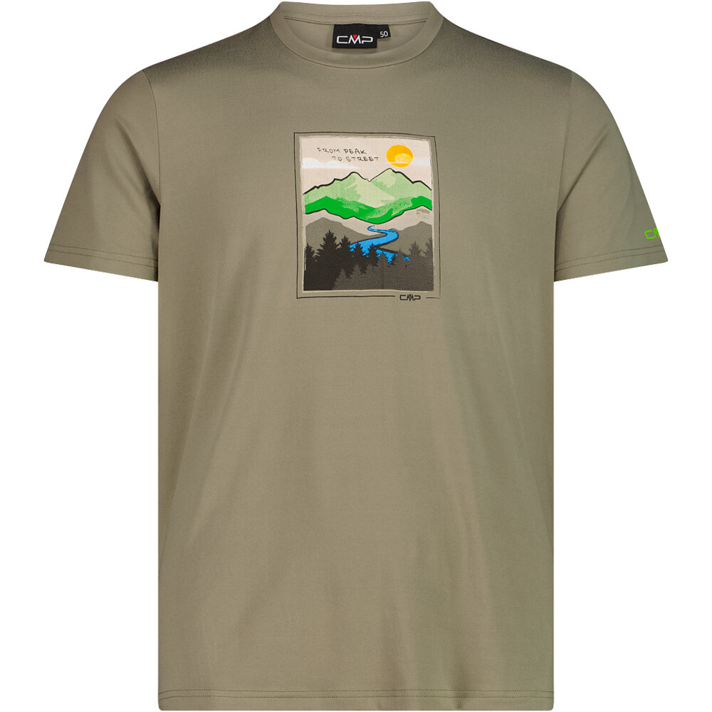 Man t-shirt camiseta montaña manga corta hombre Verde (58)