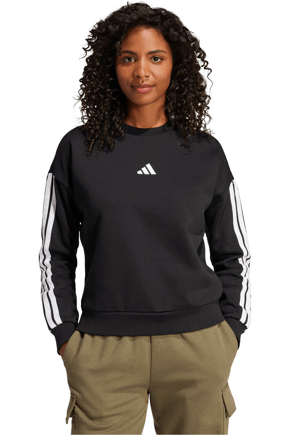 Essentials 3 stripes sudadera mujer Negro (XS)