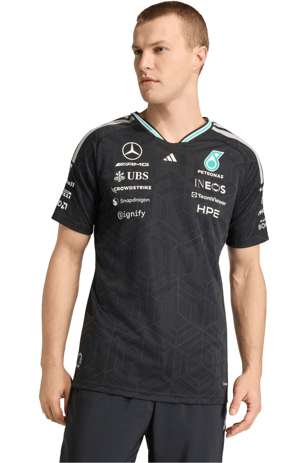 Piloto mercedes-amg petronas f1 camiseta manga corta hombre Negro (XL)