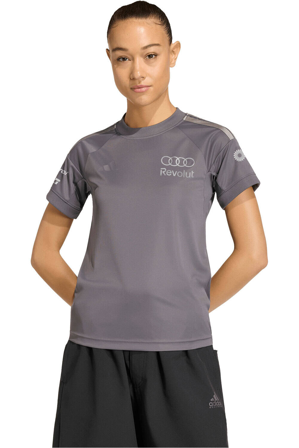 Camiseta Audi Revolut F1 Team Manga Corta Driver Réplica Grey Strata / Iron Metallic Mujer