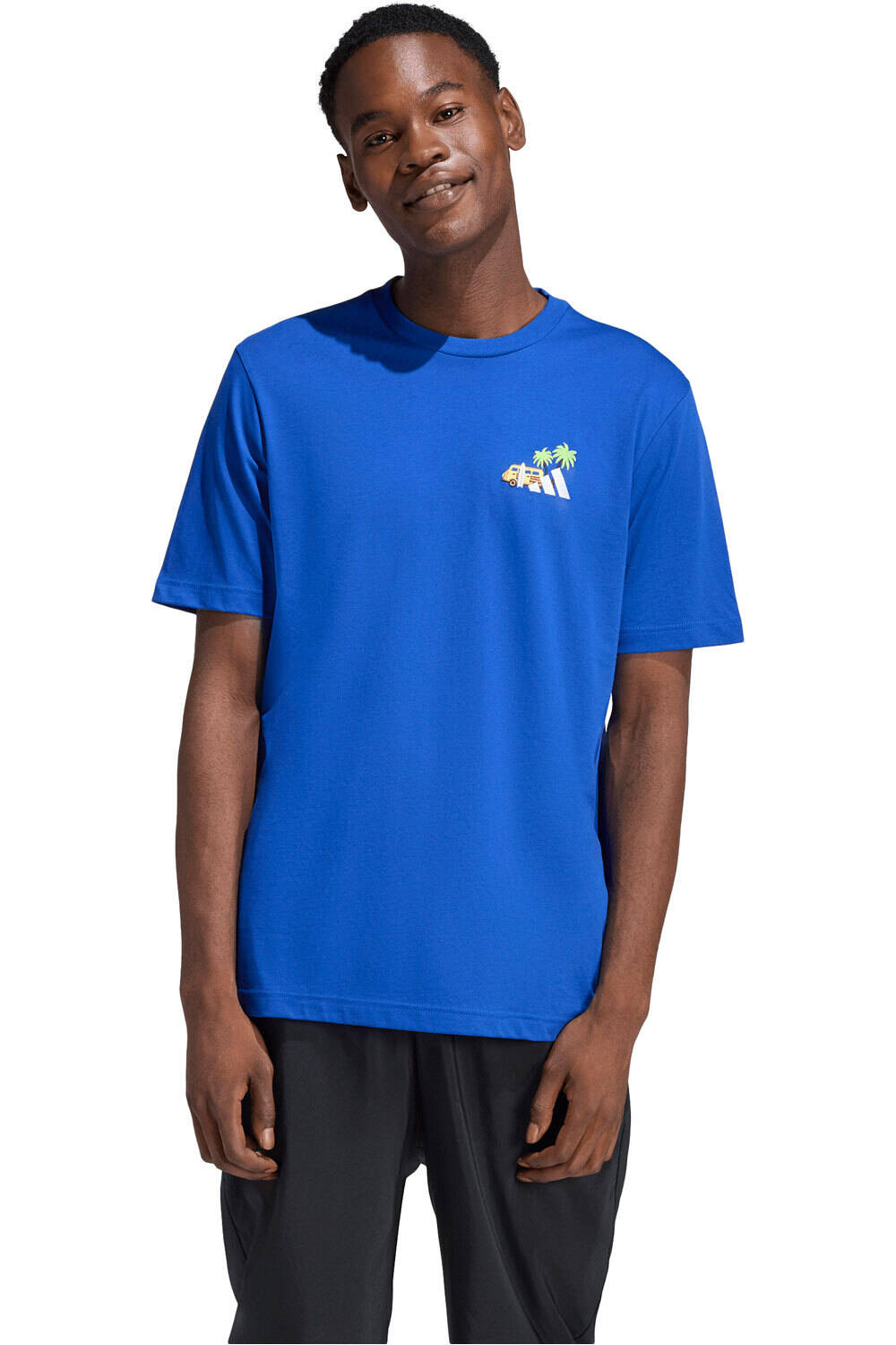 Estampada mini embroidery surfing camiseta manga corta hombre Azul (L)