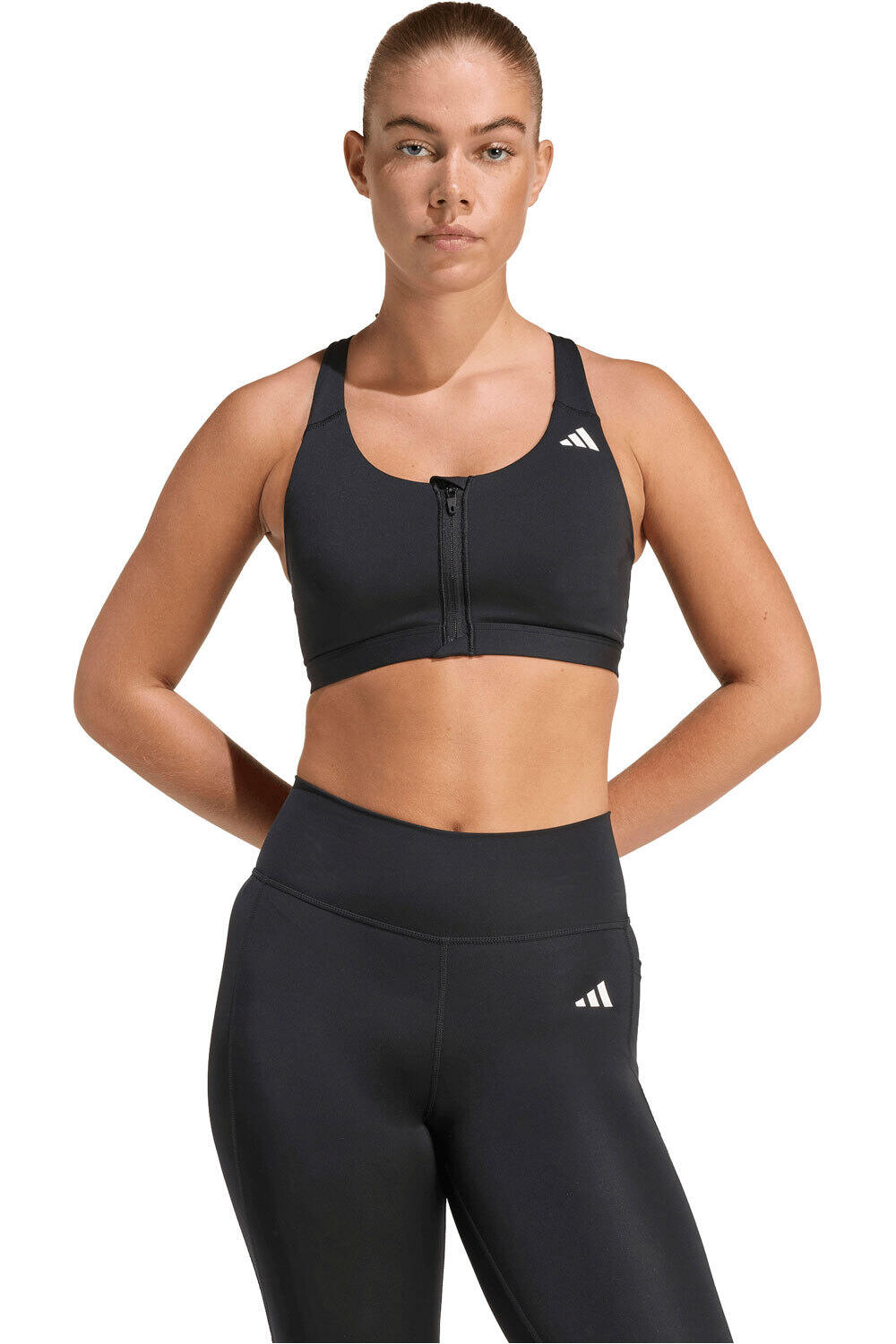 Adidas optime essentials workout zip-front medium support sujetadores deportivos