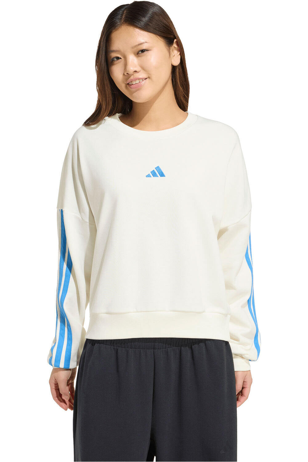 Essentials 3 stripes sudadera mujer Blanco (XXL)