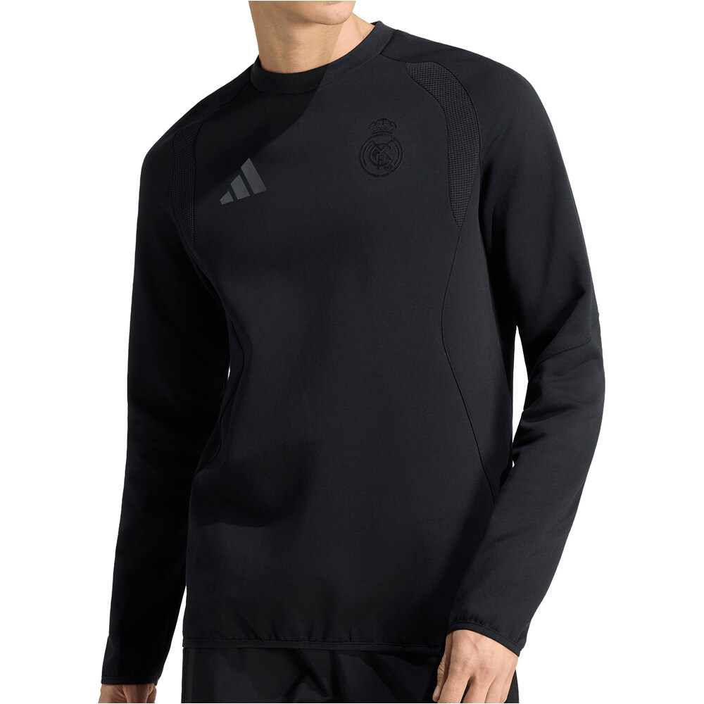 Real madrid tiro travel crewl sudadera entrenamiento fútbol Negro (S)