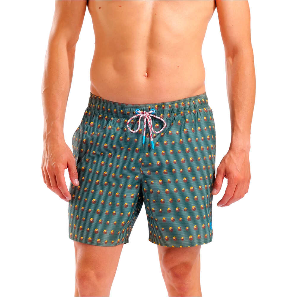 Water prints bañador playa hombre Verde (XL)