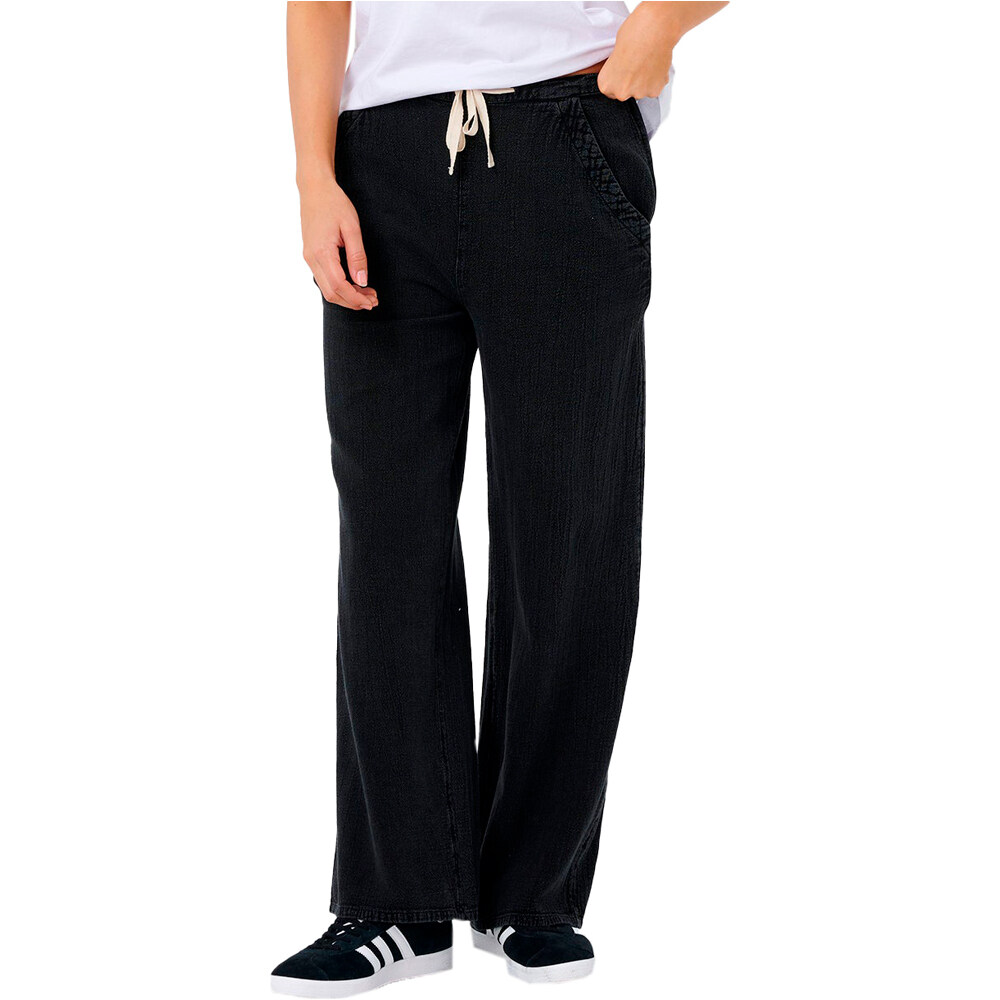 Classic surf wide leg pantalón mujer Negro (M)