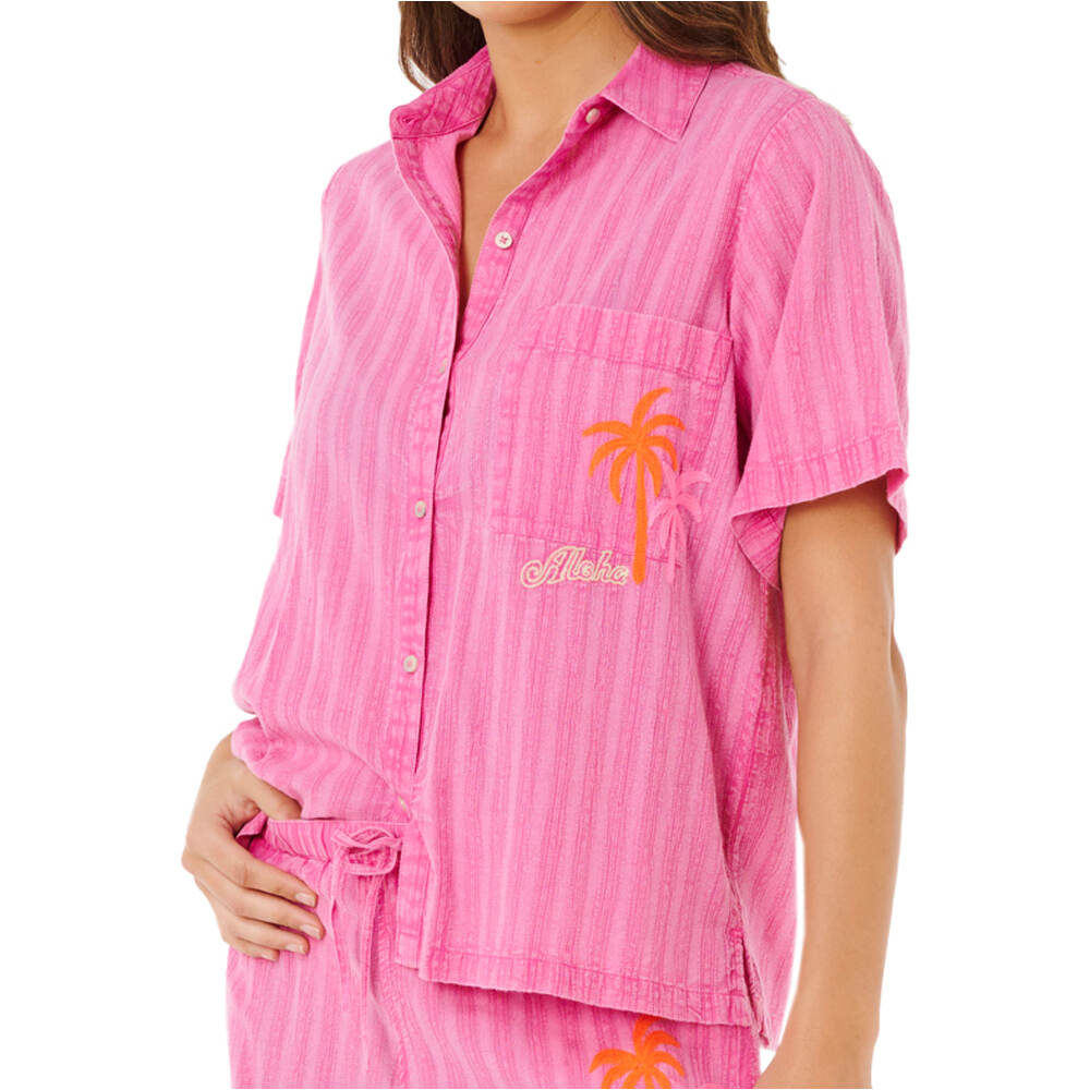Hotel malibu embroid camisa manga corta mujer Rosa (S)