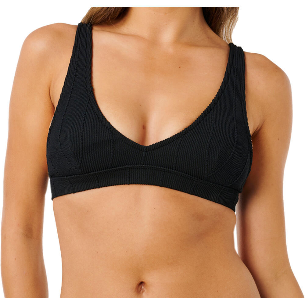Vibe surf multi fit v neck parte de arriba bikini Negro (L)